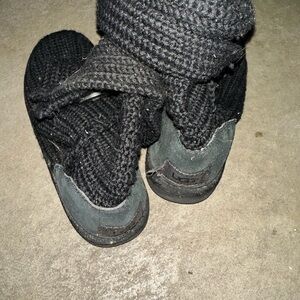 UGG Kids Black Knit Slippers